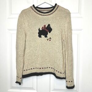 CJ Christopher & Banks Scottie Dog Hand Embroidered Sweater Small